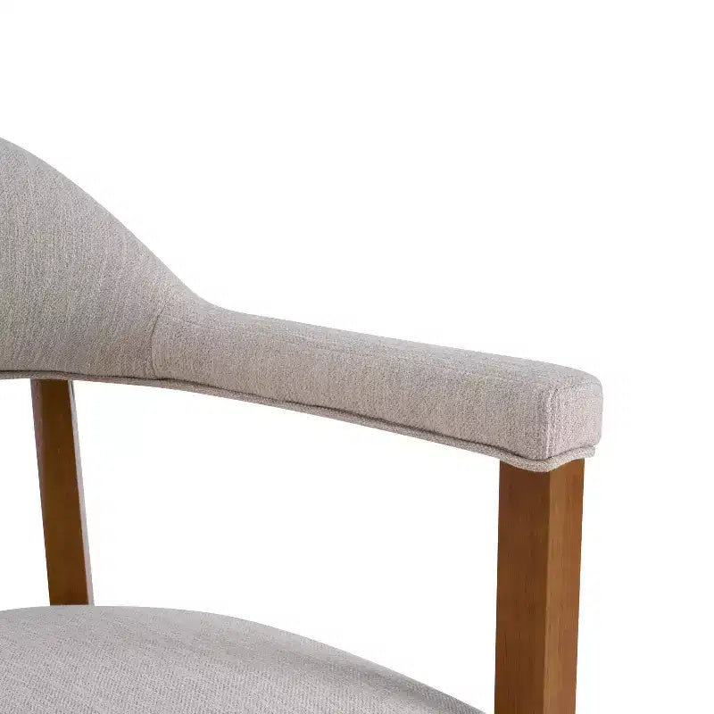 Chaises de salle à manger modernes rembourrées en bois d'hévéa avec accoudoirs (Lot de 4)