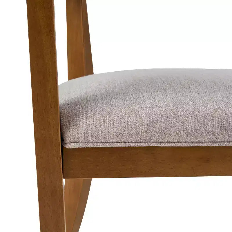 Chaises de salle à manger modernes rembourrées en bois d'hévéa avec accoudoirs (Lot de 4)