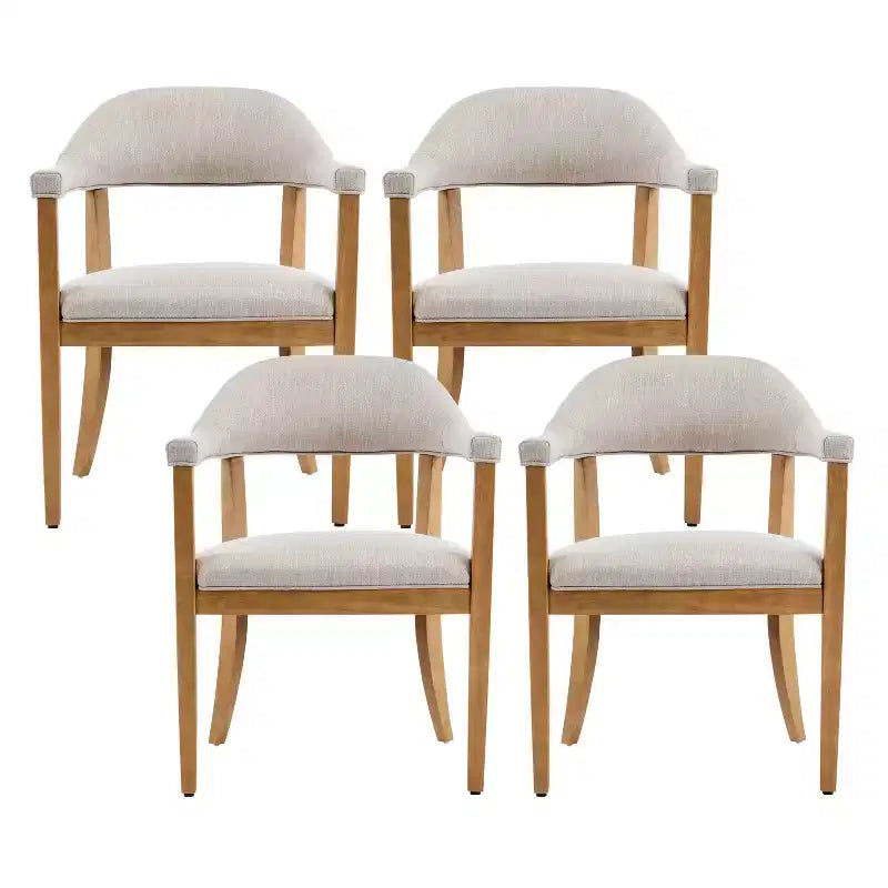 Chaises de salle à manger modernes rembourrées en bois d'hévéa avec accoudoirs (Lot de 4)