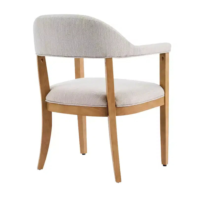 Chaises de salle à manger modernes rembourrées en bois d'hévéa avec accoudoirs (Lot de 4)