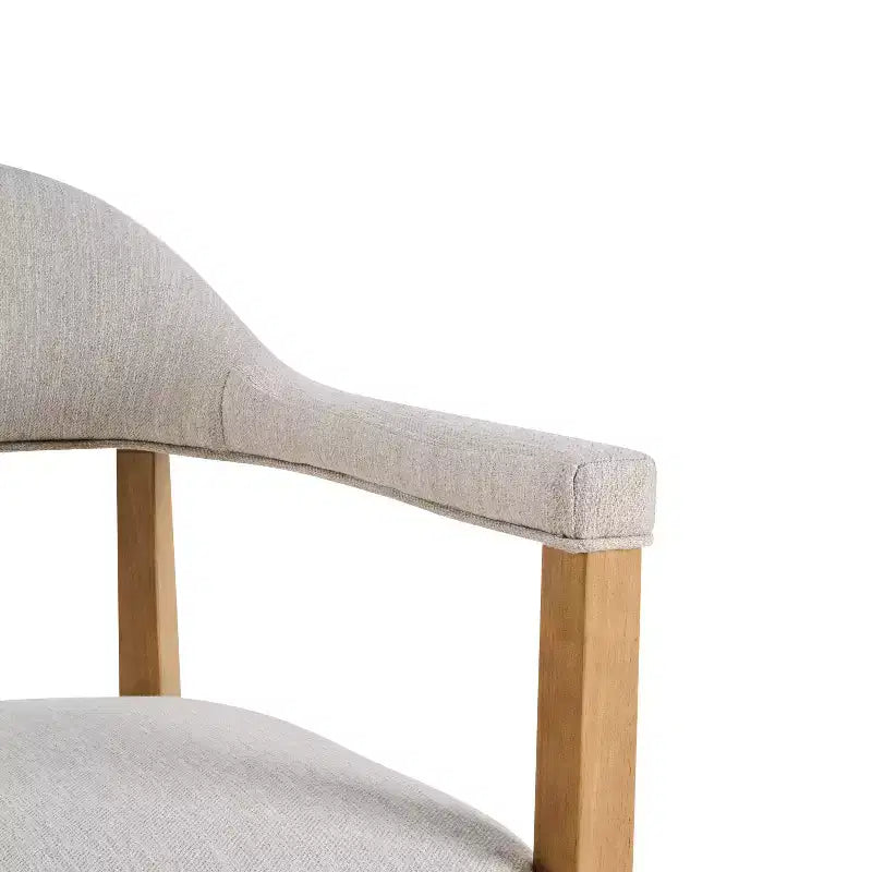 Chaises de salle à manger modernes rembourrées en bois d'hévéa avec accoudoirs (Lot de 4)