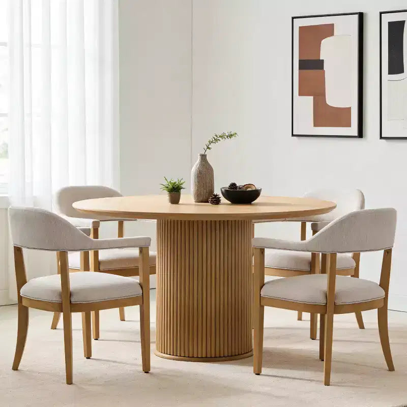 Christopher Knight Home Seokjin Modern Rubberwood Upholstered Dining Chairs with Armrests (Set of 4)
