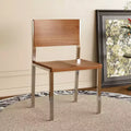Luck Live Minimalist Modern Dining Chair (Set of 2) - Stainless Steel Frame & Solid Wood Seat