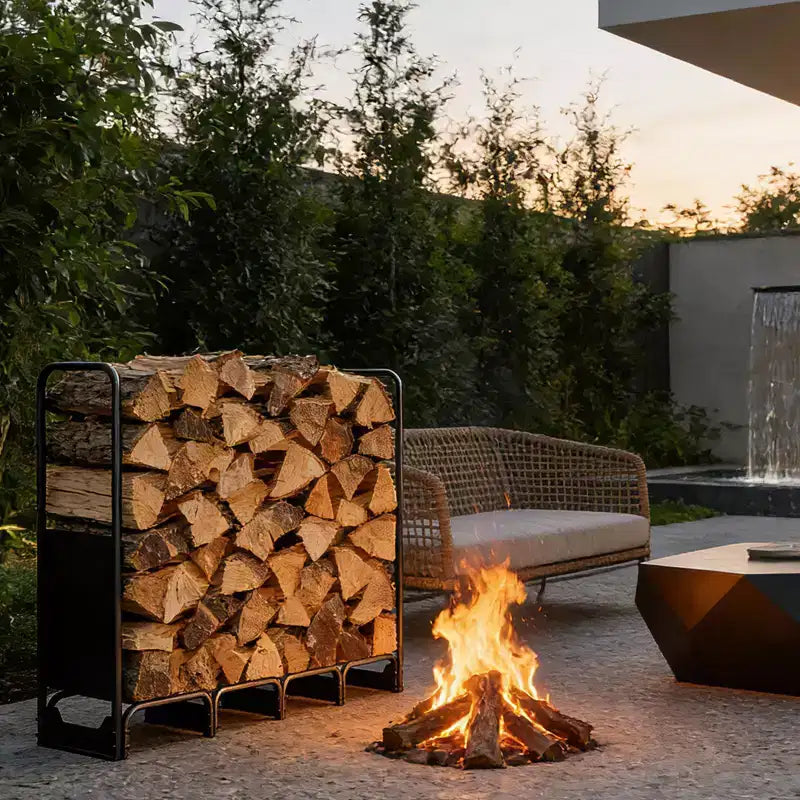 Steel Firewood Rack with 600D Waterproof Oxford Cover - Heavy Duty Indoor/Outdoor Log Storage Organizer