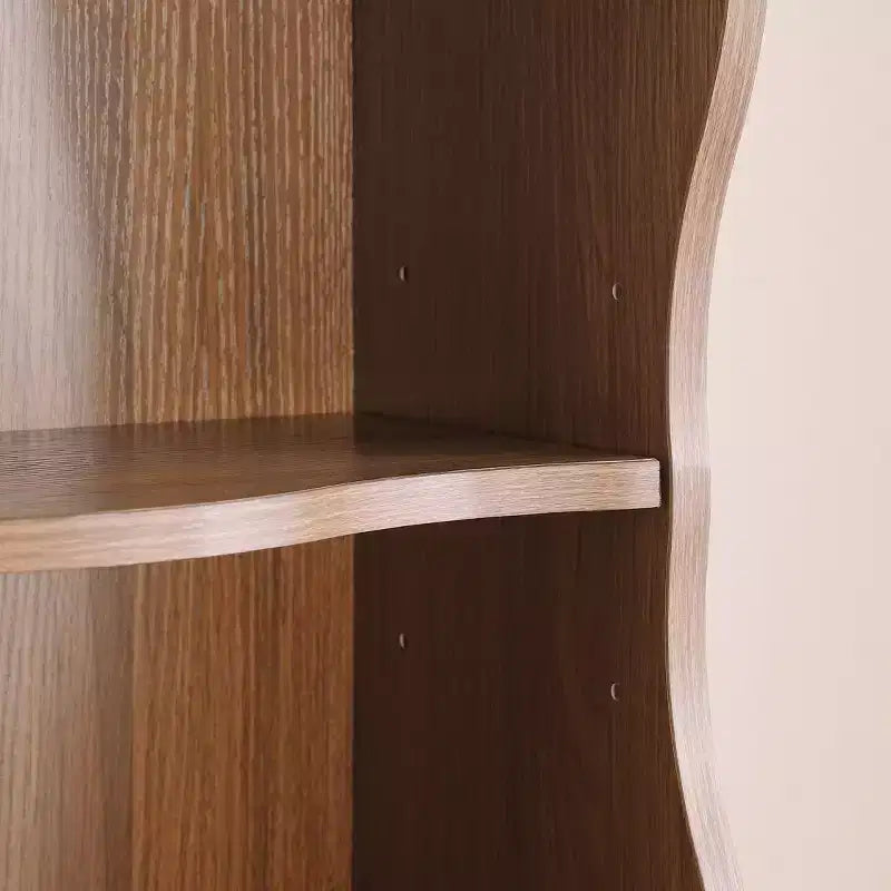 Étagère Ultrafine Réglable Tier, Présentoir en MDF Noyer avec Bord Ondulé (Organisateur Amovible pour la Maison/Bureau)