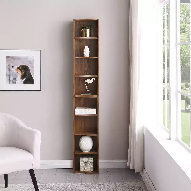 Étagère Ultrafine Réglable Tier, Présentoir en MDF Noyer avec Bord Ondulé (Organisateur Amovible pour la Maison/Bureau)