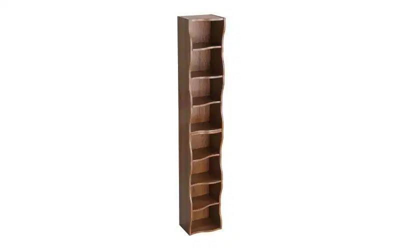 Étagère Ultrafine Réglable Tier, Présentoir en MDF Noyer avec Bord Ondulé (Organisateur Amovible pour la Maison/Bureau)