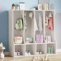 4-Section Classroom Coat Locker with 8 Hooks & 4 Cubbies,Versatile Storage Organizer for Home, School, Nursery, Kindergarten