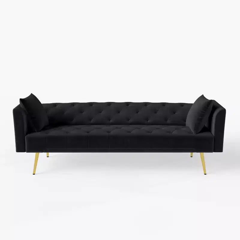 Canapé-lit inclinable moderne en velours avec dossier réglable sur 3 positions, convertible pour petits salons ou chambres d'amis