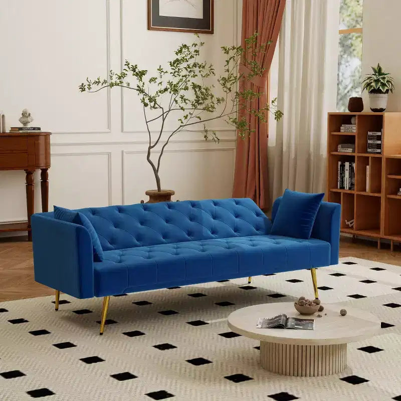 Canapé-lit inclinable moderne en velours avec dossier réglable sur 3 positions, convertible pour petits salons ou chambres d'amis