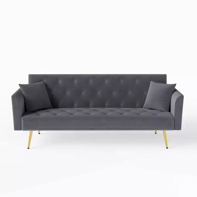 Canapé-lit inclinable moderne en velours avec dossier réglable sur 3 positions, convertible pour petits salons ou chambres d'amis