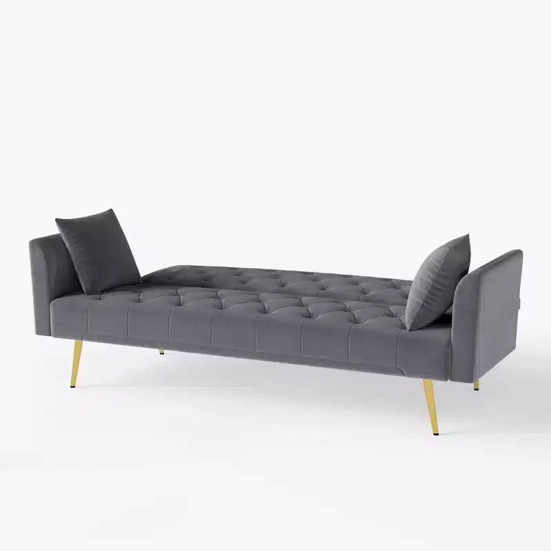 Canapé-lit inclinable moderne en velours avec dossier réglable sur 3 positions, convertible pour petits salons ou chambres d'amis