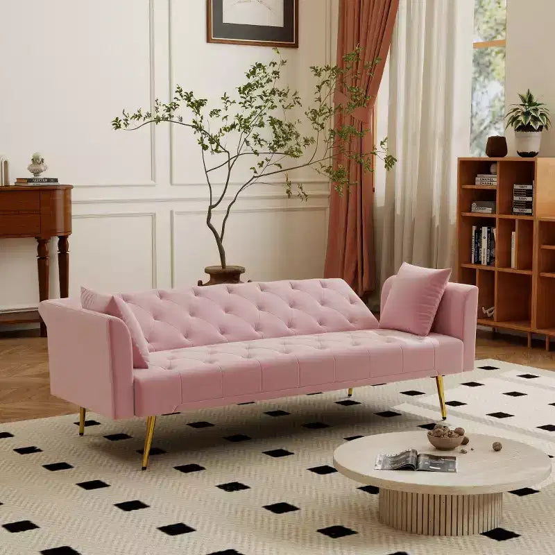 Canapé-lit inclinable moderne en velours avec dossier réglable sur 3 positions, convertible pour petits salons ou chambres d'amis
