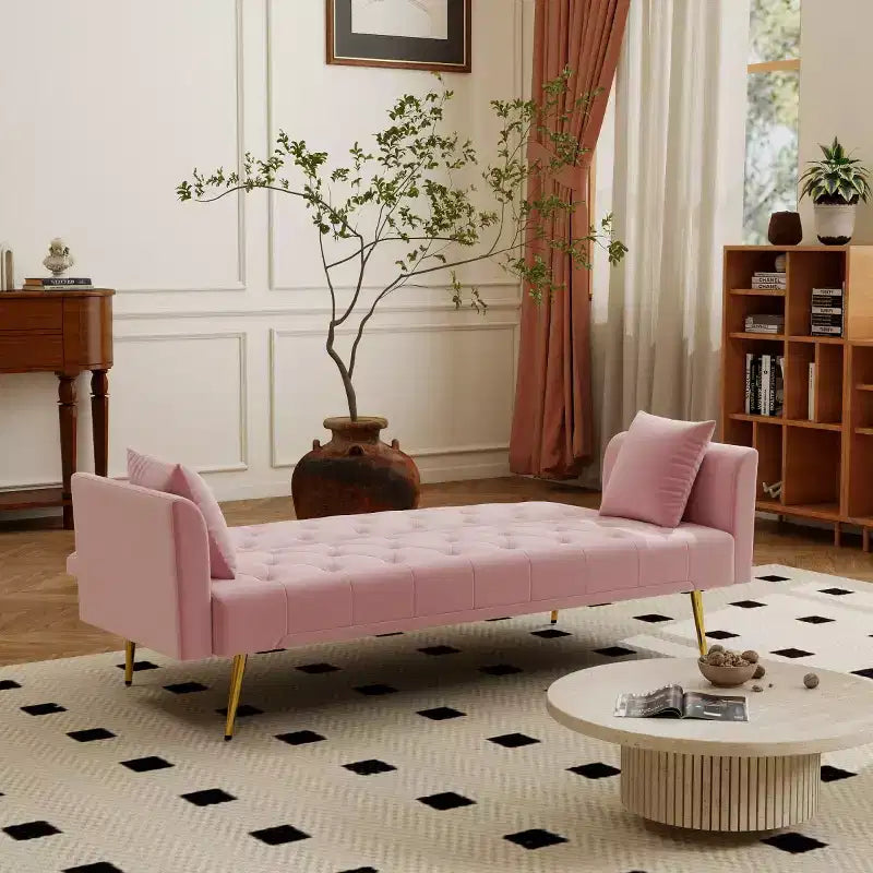 Canapé-lit inclinable moderne en velours avec dossier réglable sur 3 positions, convertible pour petits salons ou chambres d'amis