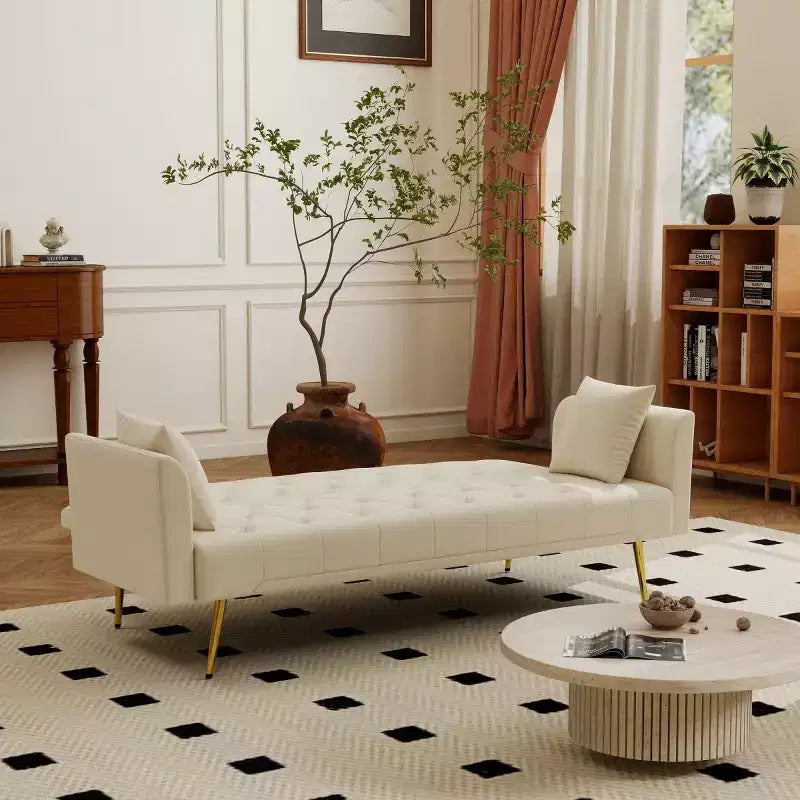 Canapé-lit inclinable moderne en velours avec dossier réglable sur 3 positions, convertible pour petits salons ou chambres d'amis