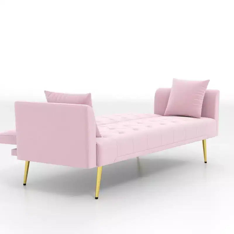 Canapé-lit inclinable moderne en velours avec dossier réglable sur 3 positions, convertible pour petits salons ou chambres d'amis