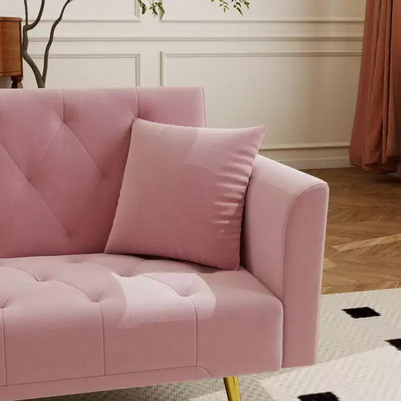 Canapé-lit inclinable moderne en velours avec dossier réglable sur 3 positions, convertible pour petits salons ou chambres d'amis