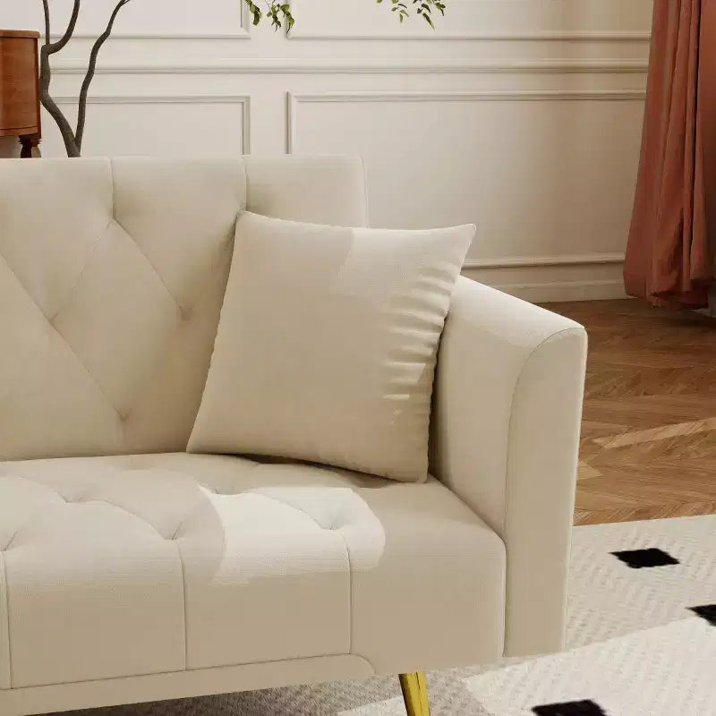 Canapé-lit inclinable moderne en velours avec dossier réglable sur 3 positions, convertible pour petits salons ou chambres d'amis