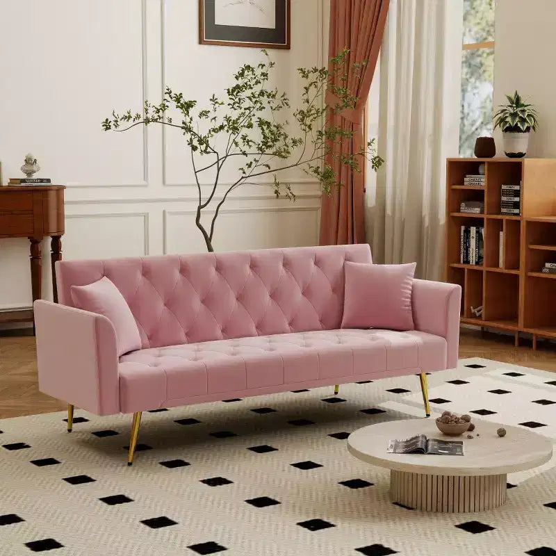Canapé-lit inclinable moderne en velours avec dossier réglable sur 3 positions, convertible pour petits salons ou chambres d'amis