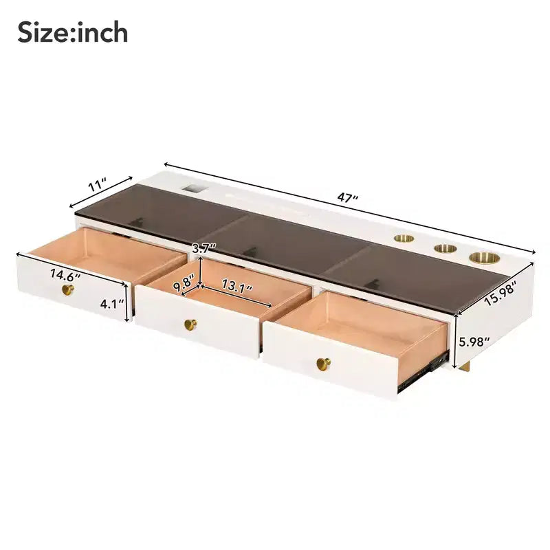 Étagère flottante de 47 pouces avec tiroir, coiffeuse murale multifonctionnelle, bureau mural, convient aux chambres à coucher, beige clair