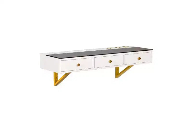 Étagère flottante de 47 pouces avec tiroir, coiffeuse murale multifonctionnelle, bureau mural, convient aux chambres à coucher, beige clair